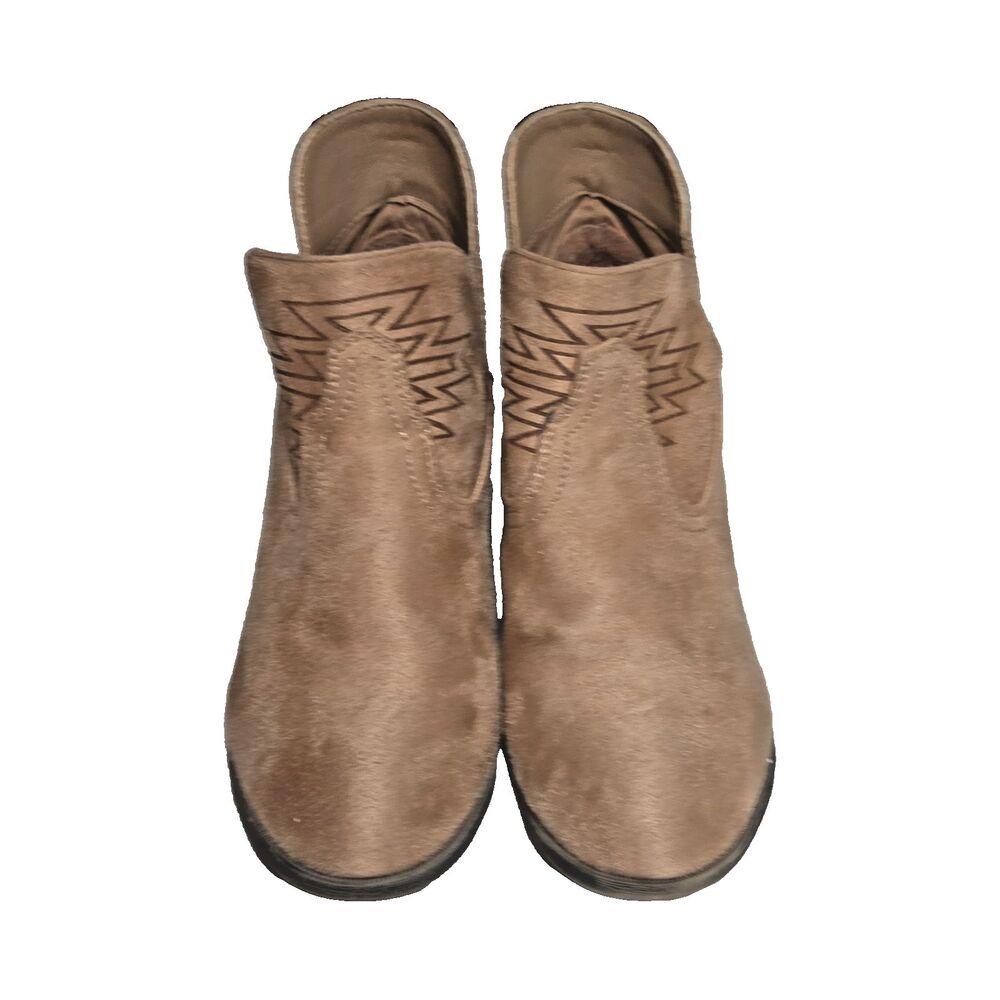 Rock & Candy LEX TAUSD Tan Western Ankle Boots Embroidered Pull On Women's 8